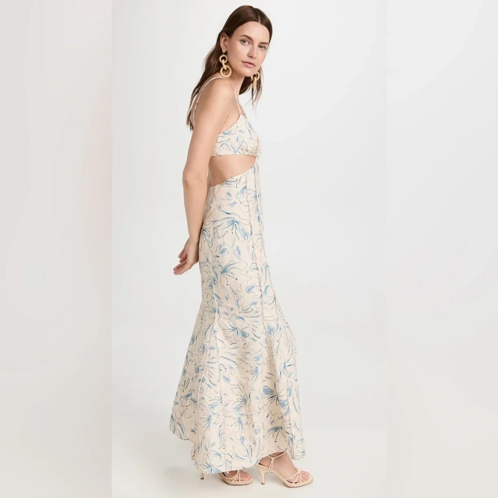 Significant Other Anita Dress Sleeveless Maxi Floral Size 4 Blue Beige - Picture 6 of 16